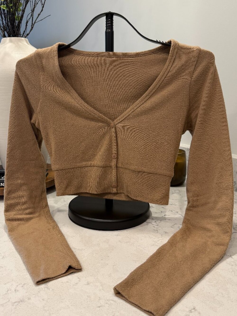 ALOLUX Cropped Me Time Cardigan/Toasted Almond - Small